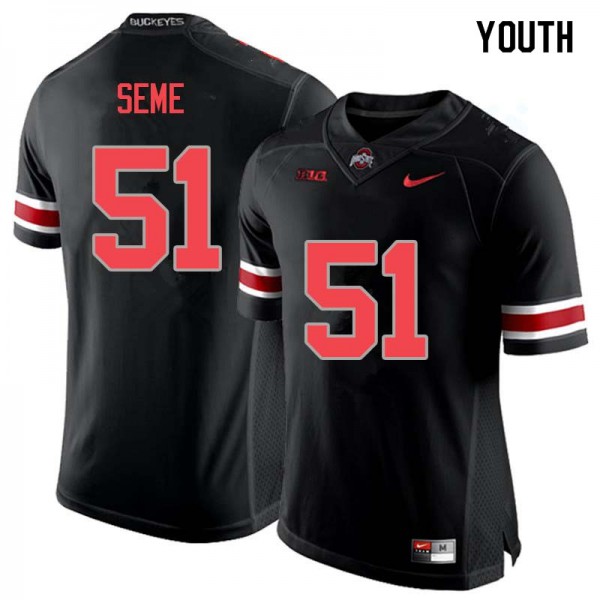 Ohio State Buckeyes #51 Nick Seme Youth High School Jersey Blackout